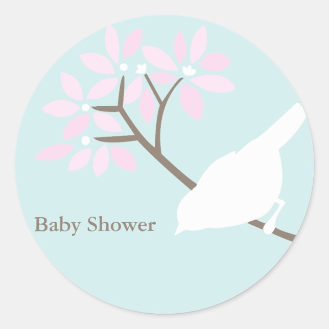 White Bird Baby Shower Stickers (Front)
