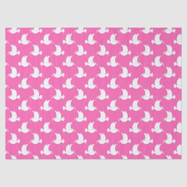 White Bird Breast Cancer Awareness Pattern Tissue Paper (Front)