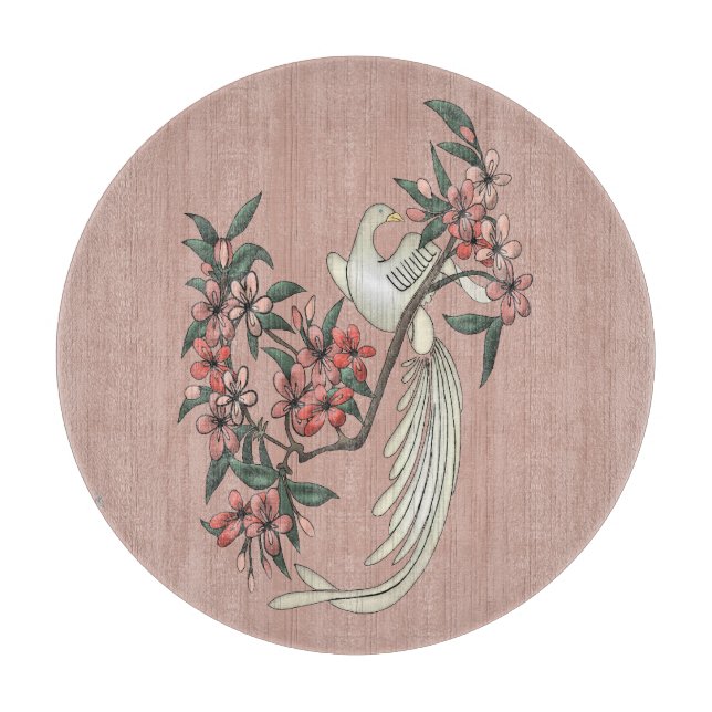 White Bird - Cherry Blossoms Charcuterie Board (Front)