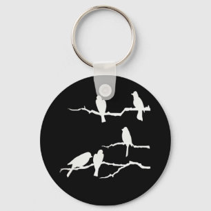 White Bird Silhouette Keychain