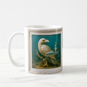 White bird statuette coffee mug