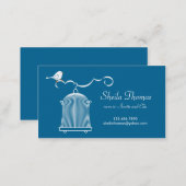 White Birdcage and Bird on Blue Background Calling Card (Front/Back)