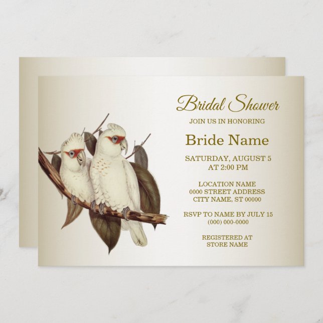 White Birds Bridal Shower Invitation (Front/Back)