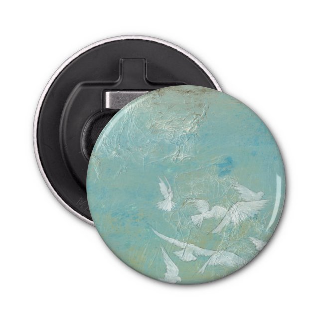 White Birds Flying Through Blue Sky Bottle Opener (Front)