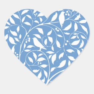 White Birds in Tree Heart Sticker
