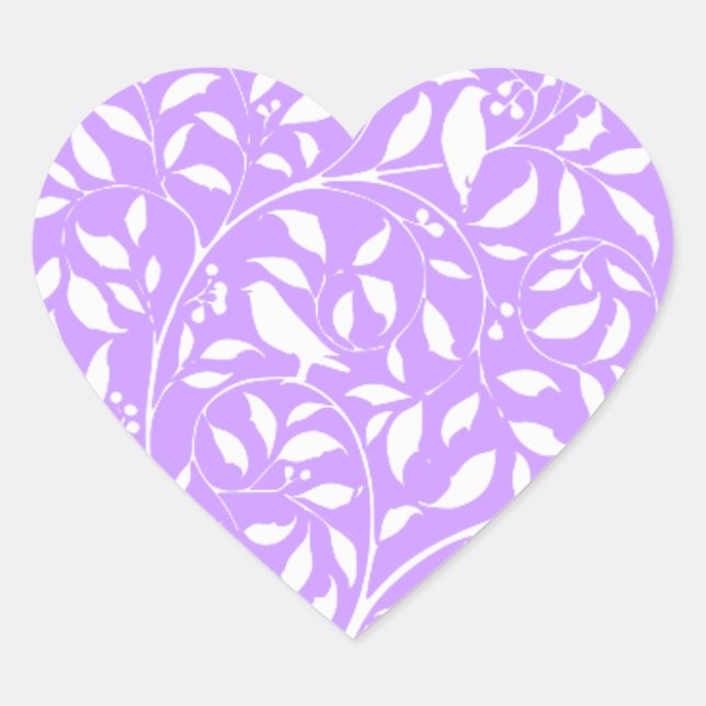 White Birds in Tree Heart Sticker (Front)
