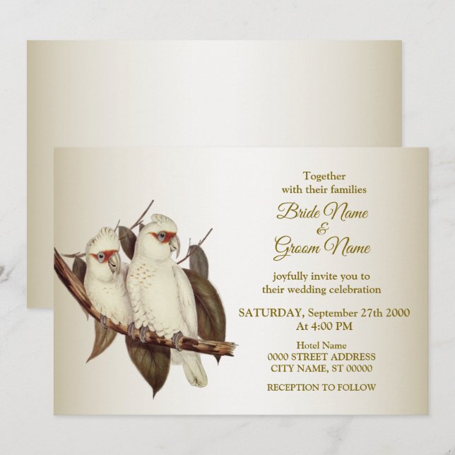 White Birds Wedding Invitation (Front/Back)