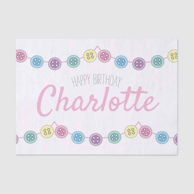 white birthday sewing button tissue paper (Front)