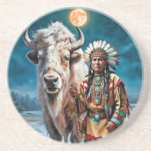 White Bison and Native American Chief