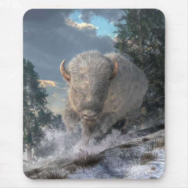 White Bison Mouse Mat (Front)