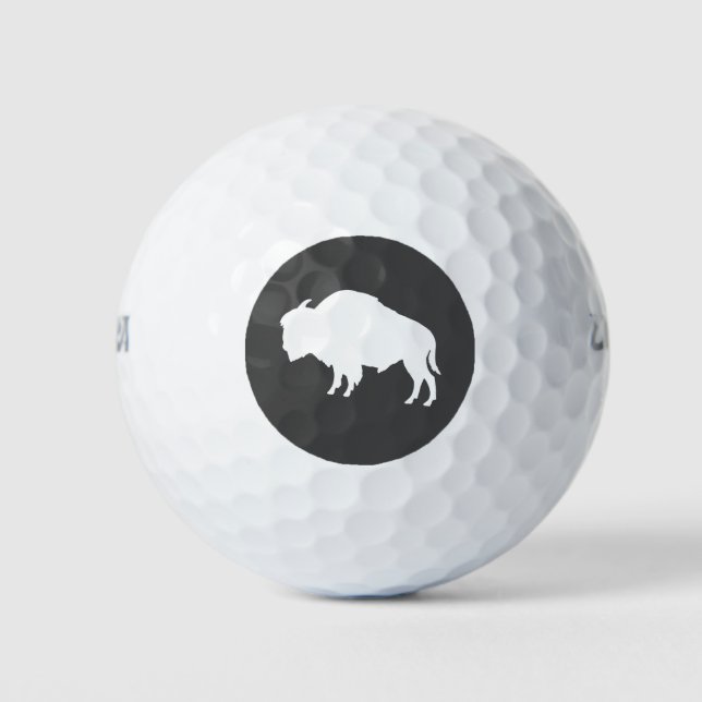 White Bison Silhouette Wild Animal Golf Balls (Front)