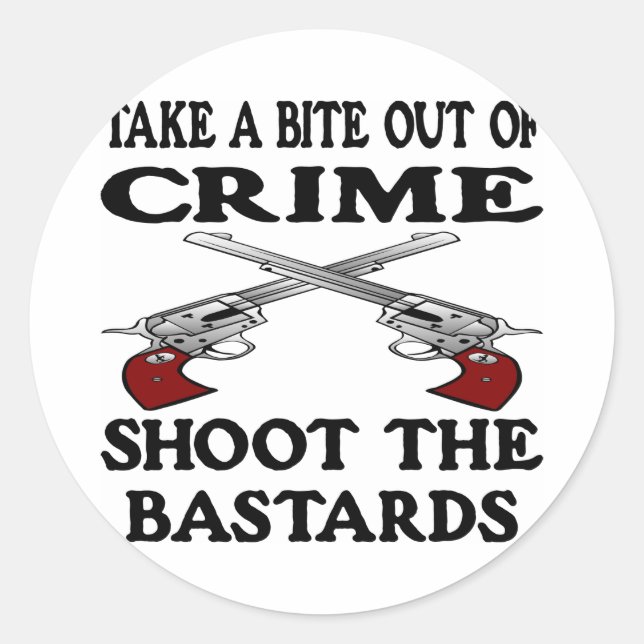 White Bite Out Crime Bastards Classic Round Sticker (Front)
