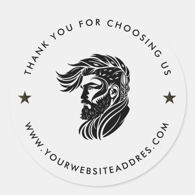 White Blac Custom Typography Classic Round Sticker (Front)