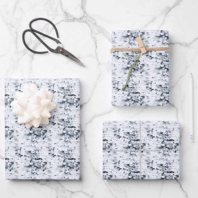 White & Black Abstract  Wrapping Paper Sheet (Front)