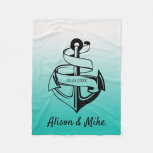 White & Black Anchor Fleece Blanket
