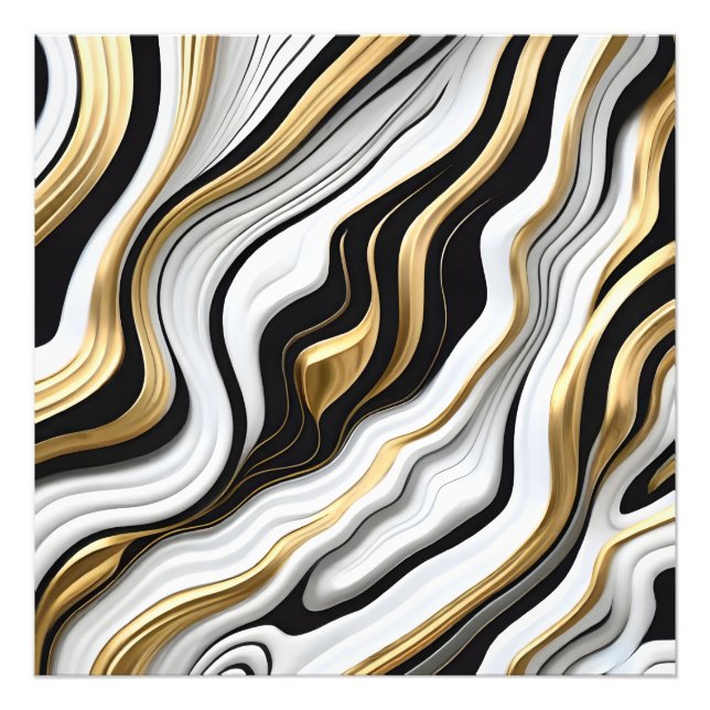 White, Black, and Gold Celestial Seamless Pattern Photo Print (Front)