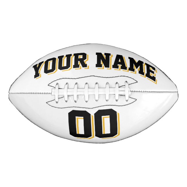 WHITE BLACK AND GOLD Custom Football American Football (Front)