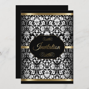 White, Black and Gold Party Template   Invitation