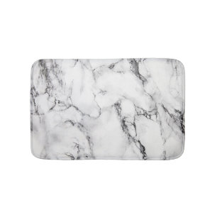 White Black And Gray Grain Marble Stone Bath Mat
