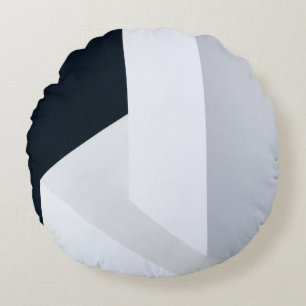 White, black, and gray illustration round cushion