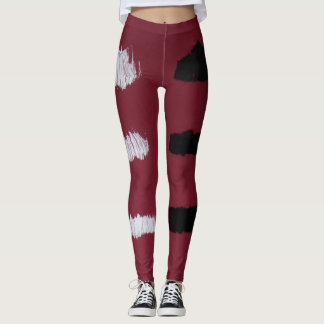 white, black and red designed leggings. leggings