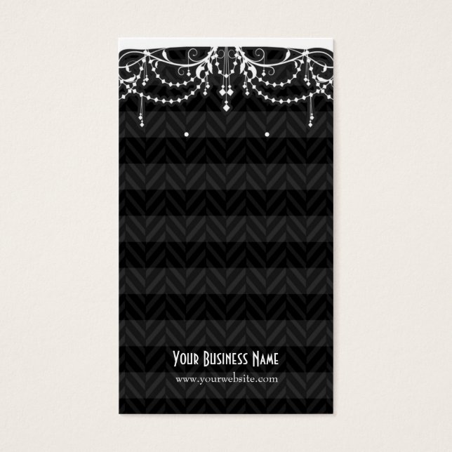 White Black Art Deco Custom Earring Cards (Front)