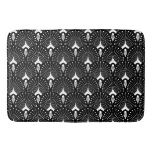White & black art-deco pattern bath mat