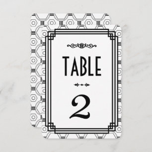 White & Black Art Deco Wedding Table Numbers