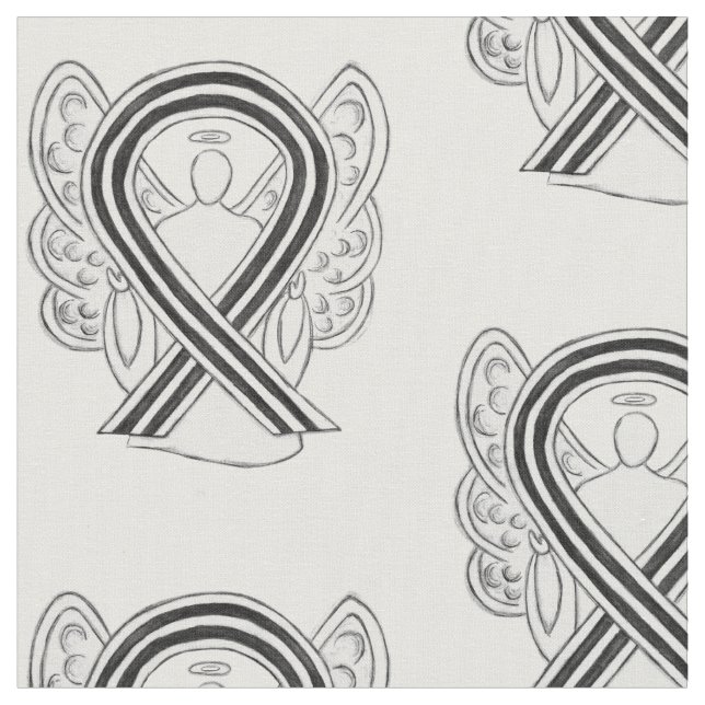 White & Black Awareness Ribbon Custom Material Fabric (Close Up)