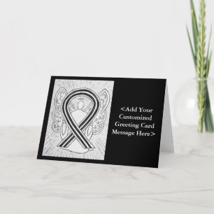 White & Black Awareness Ribbon Personalised Cards