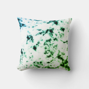 White Black Blue Green Marble Paint Splash Cushion