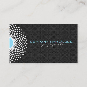 White Black & Blue Ornate Circle & Dots Mandala Business Card