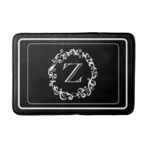 White Black Border Design Monogram Letter