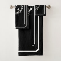 White Black Border Design Monogram Letter