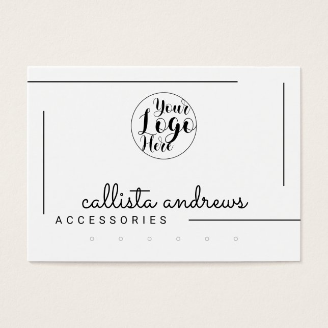 White Black Border Script Logo Earrings Display (Front)