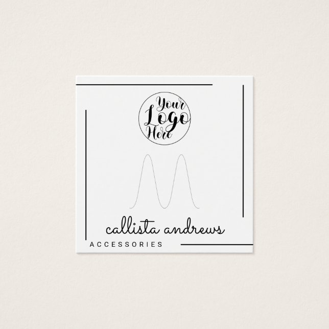 White Black Border Script Logo Ring Display (Front)