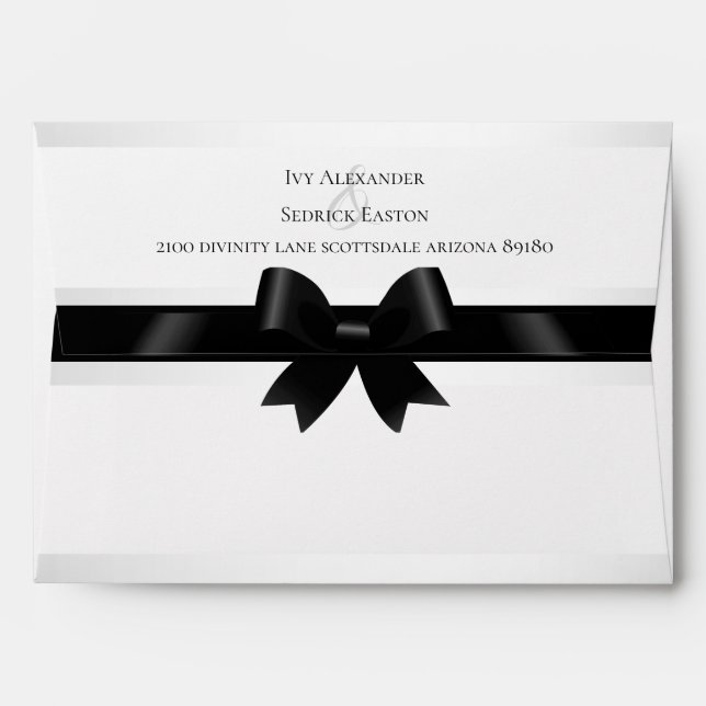 White & Black Bow Formal Wedding  Envelope (Back (Top Flap))