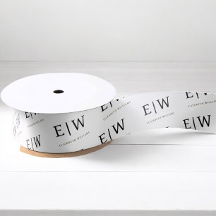 White Black Branded Business Company Packaging Satin Ribbon