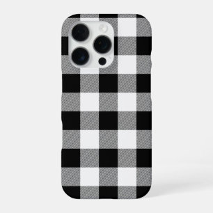White Black Buffalo Plaid iPhone 16 Pro Case