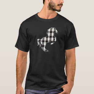 White & Black Buffalo Plaid Lumberjack Horse Chris T-Shirt