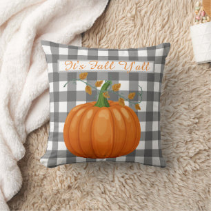 White Black Buffalo Plaid Pattern Pumpkin Cushion