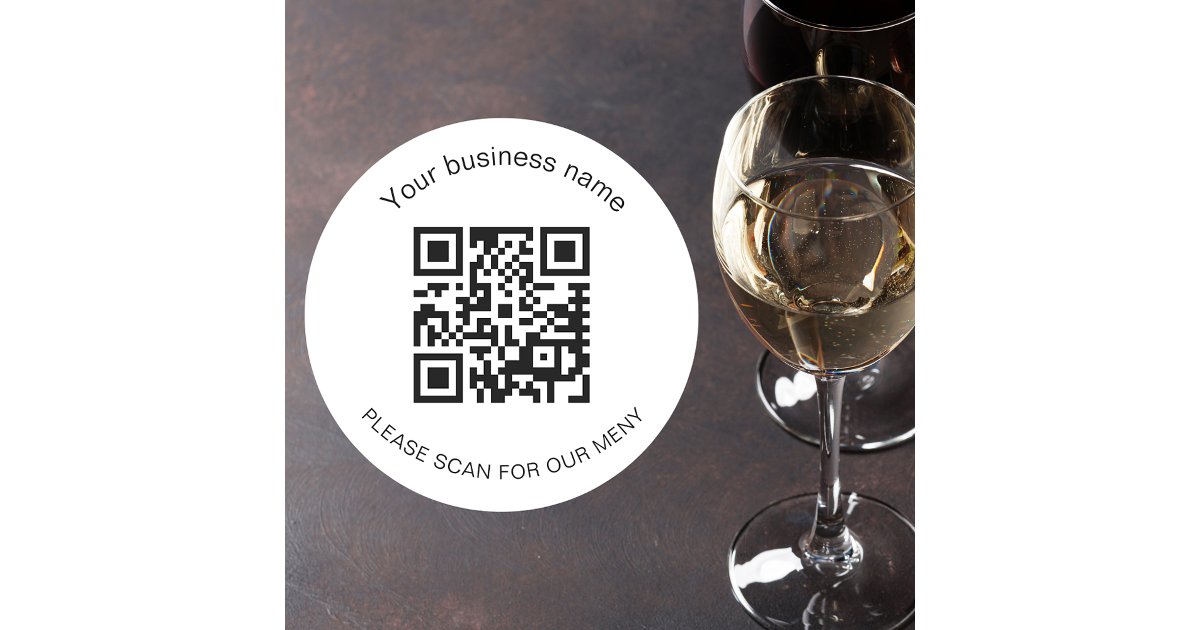 Restaurant Sticker Menu Qr Code White black business bar restaurant menu qr code classic round sticker ...