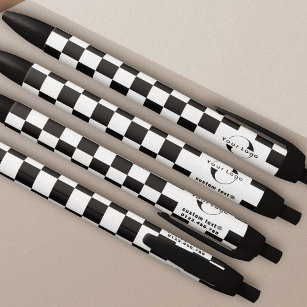 White & black Business logo Company brand Checkers Black Ink Pen