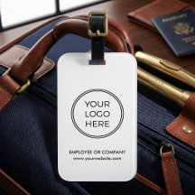 White Black Business Logo Luggage Tag