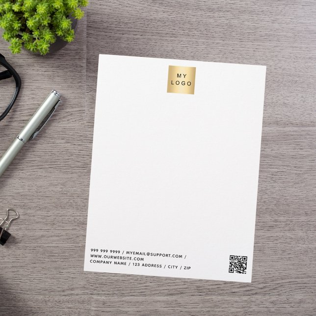White black business logo QR code Custom Letterhead (Creator Uploaded)