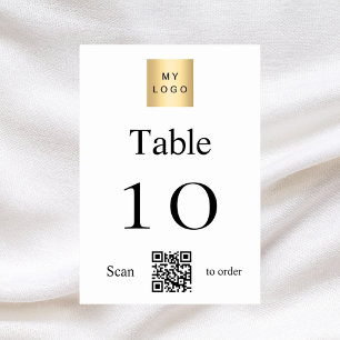 White black business logo QR code table number