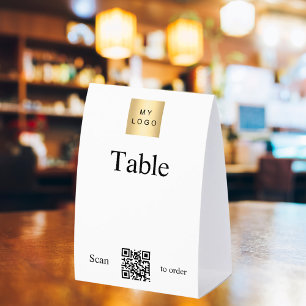 White black business logo QR code table number DIY