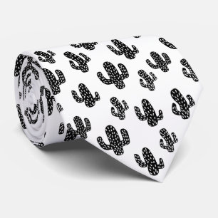 White black cactus seamless pattern tie