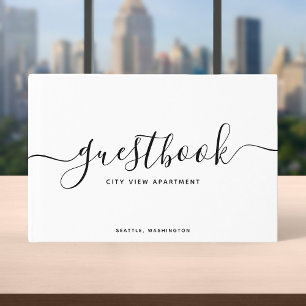 White & Black Calligraphy Vacation Home or Rental Guest Book