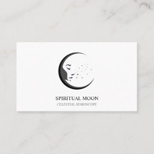 White Black Celestial Spiritual Moon Horoscope Business Card